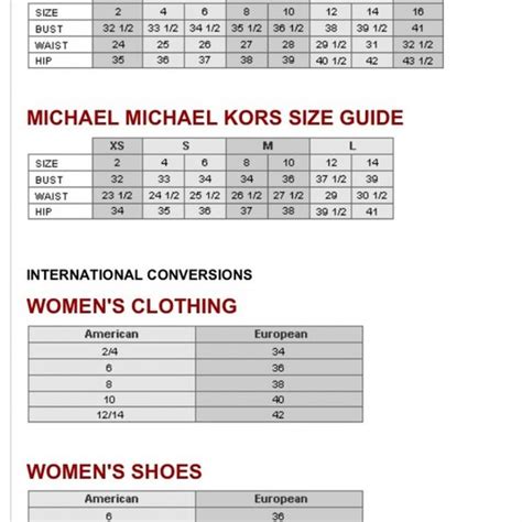 michael michael kors size chart|michael kors shoe size guide.